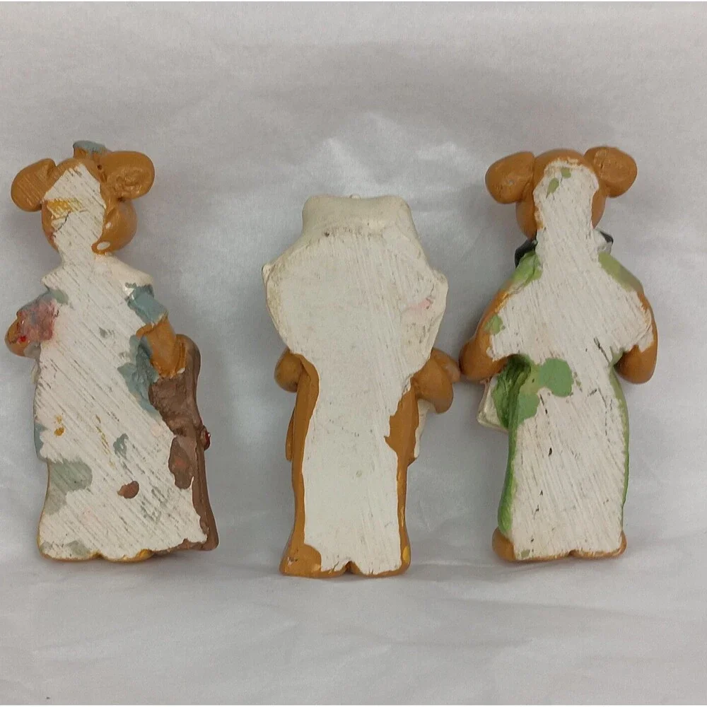 Hand Made Collectible Resin Teddy Bear Dimensional  Brooch Lot Of 3 Vintage 80s